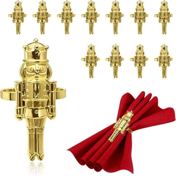 nutcracker napkin rings and red napkin showing the nutcracker napkin ring