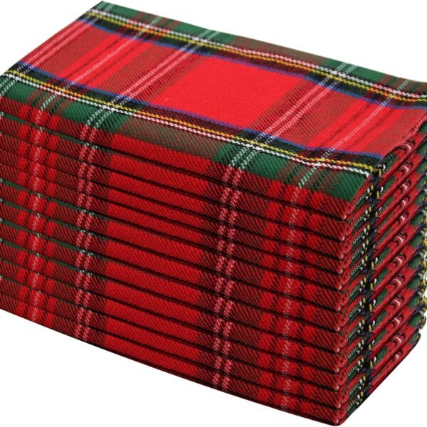 Stack of 23 plaid red napkins 100% cotton